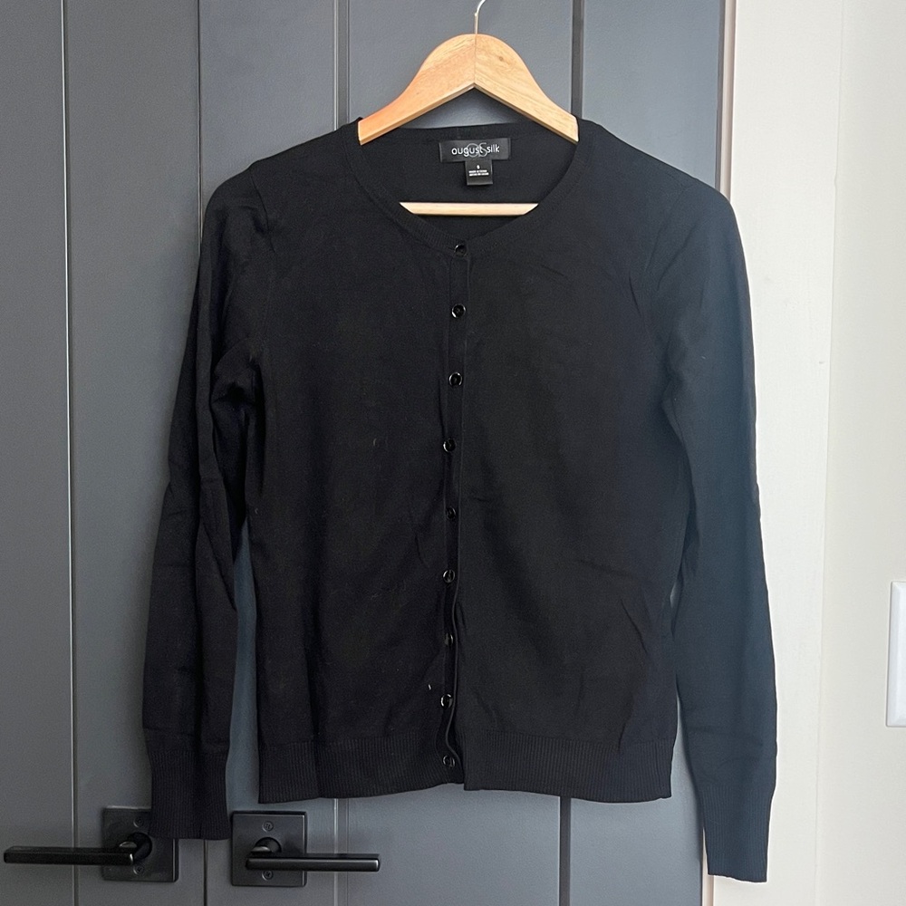 August Silk Black Cardigan Sweater